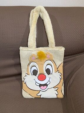 Disney Store Chip & Dale Soft Plush Tote Bag Embroidered Acorn Charm NEW